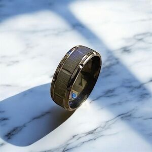 Stainless steel 8mm black polished and matte men’s ring -Size 10